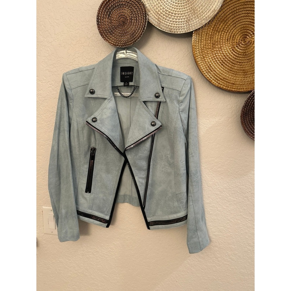 Insight Denim Suede‎ Moto Jacket baby blue size 6